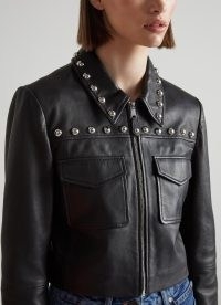 L.K. BENNETT Anais Black Leather Studded Jacket – womens stud detail jackets