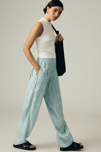 By Anthropologie Pleated Harem Trousers in Sky - flipped