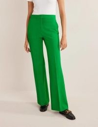 Boden Bi-Stretch Flared Trousers Green Bee ~ womens crease-resistant flares