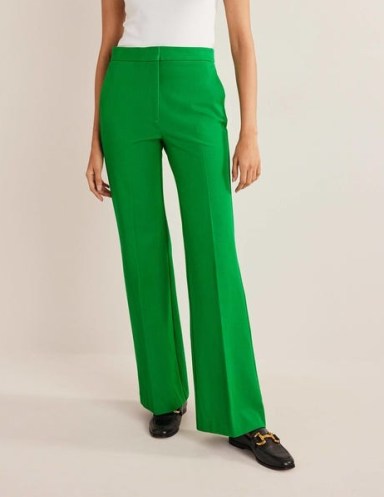 Boden Bi-Stretch Flared Trousers Green Bee ~ womens crease-resistant flares