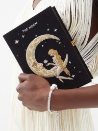 OLYMPIA LE-TAN The Moon Tarot embroidered book clutch bag in black – celestal inspired occasion bags