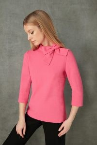 jane atelier BLAIRE WOOL TOP in Bubblegum Pink ~ retro bow detail tops ~ women’s chic vintage style clothes