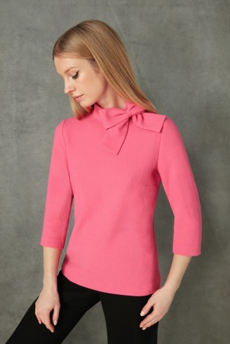 jane atelier BLAIRE WOOL TOP in Bubblegum Pink ~ retro bow detail tops ~ women’s chic vintage style clothes