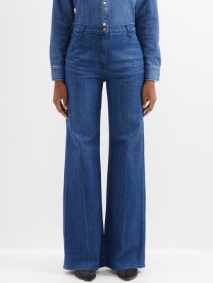 NILI LOTAN Anna wide-leg jeans in blue | womens designer denim clothes - flipped