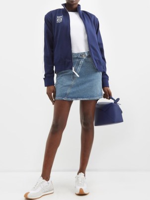 LOEWE Asymmetric-front denim mini skirt in blue - flipped