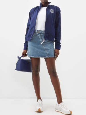 LOEWE Asymmetric-front denim mini skirt in blue