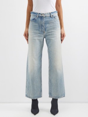 BALENCIAGA Cropped organic-cotton jeans in blue ~ womens light wash denim fashion ~ crop leg - flipped