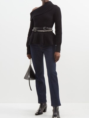 ALEXANDER MCQUEEN High-rise denim slim-leg jeans in blue | dark wash | womens casual fashion - flipped