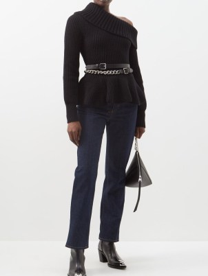 ALEXANDER MCQUEEN High-rise denim slim-leg jeans in blue | dark wash | womens casual fashion