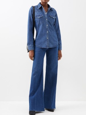 NILI LOTAN Travis denim shirt in blue | womens classic western inspired shirts