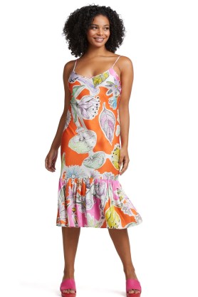 gorman Botanic Slip Dress – satin floral print cami strap dresses - flipped