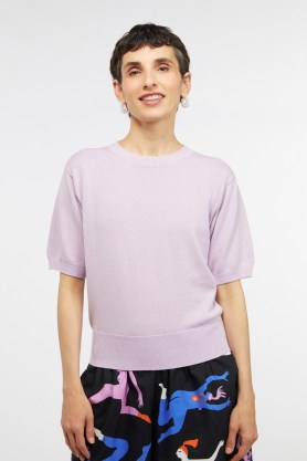 gorman Bright Side Knit Top in Lilac ~ lurex and organic cotton blend tops - flipped