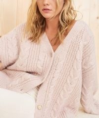 JENNI KAYNE Cable Cocoon Cardigan in Blush ~ light pink relaxed fit cardigans ~ womens luxe knits ~ women’s luxury knitwear