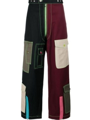 Christopher John Rogers colour-block cargo trousers in black/multicolour / womens colour block clothes - flipped