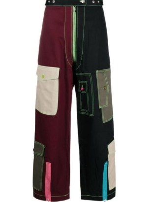 Christopher John Rogers colour-block cargo trousers in black/multicolour / womens colour block clothes