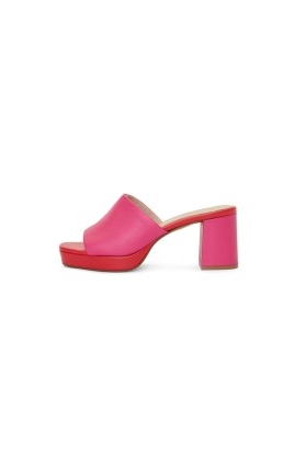 gorman Daisy Mule in Pink / Red ~ tonal block heel mules