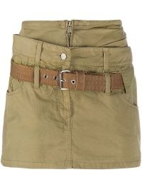 Diesel O-Enthia cotton miniskirt in khaki – utility miniskirts – short belted mini skirts – belt detail