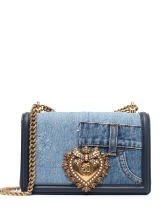Dolce & Gabbana logo-plaque shoulder bag in blue | heart embellished bags - flipped