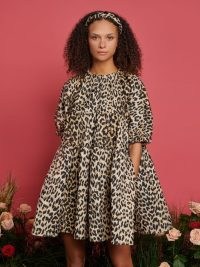 sister jane Jessie Jacquard Tiered Dress in Black Leopard / womens oversized animal print dresses / voluminous fashion / THE RODEO ROSE