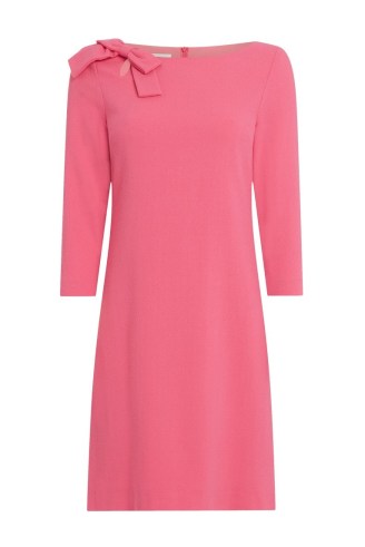 jane atelier EMMA WOOL TUNIC DRESS in Bubblegum Pink ~ chic minimalist clothing ~ vintage inspired clothes ~ bow detail dresses - flipped