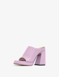 Proenza Schouler Forma Platform Sandals Light/Pastel Purple ~ smooth lilac leather chunky heeled mules ~ open toe angular heel platforms