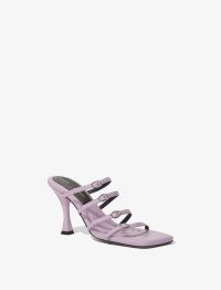 Proenza Schouler Square Sandals – 90mm in Light/Pastel Purple ~ strappy lilac leather buckle detail mules ~ squared off toe