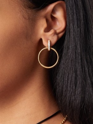 OTIUMBERG Detachable-hoop 14kt gold-vermeil earrings – luxe contemporary crystal hoops – double hoop – chic modern jewellery with crystals - flipped