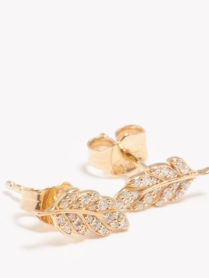 SYDNEY EVAN Feather diamond & 14kt gold earrings – small luxe studs with diamonds - flipped