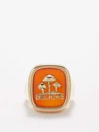 BRENT NEALE Believe carnelian & 18kt gold ring / womens chunky orange stone rings