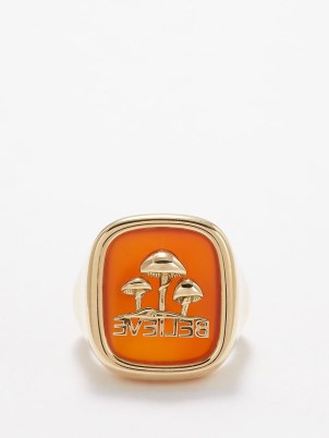 BRENT NEALE Believe carnelian & 18kt gold ring / womens chunky orange stone rings - flipped