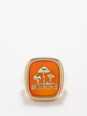 BRENT NEALE Believe carnelian & 18kt gold ring / womens chunky orange stone rings