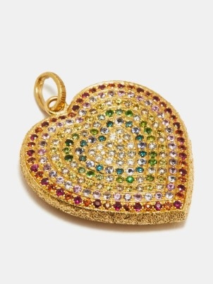 CAROLINA BUCCI Rainbow Heart sapphire & 18kt gold pendant – large luxe pendants – fine luxury jewellery in the shape of hearts - flipped