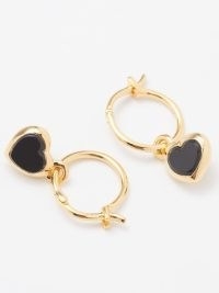 MISSOMA Onyx & 18kt recycled gold-vermeil hoop heart earrings – black hearts suspended from small hoops