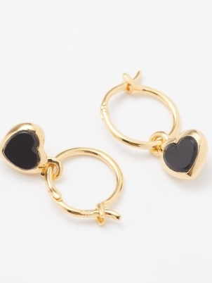 MISSOMA Onyx & 18kt recycled gold-vermeil hoop heart earrings – black hearts suspended from small hoops