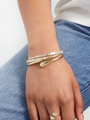 ANITA KO Snake Coil diamond, emerald & 18kt gold bracelet – elegant bracelets – luxe jewellery - flipped