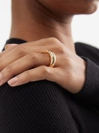 BOTTEGA VENETA Spine 18kt gold-plated sterling-silver ring – women’s chic contemporary rings – womens modern minimalist jewellery
