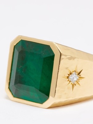 OCTAVIA ELIZABETH Ambition diamond, emerald & 18kt gold ring ~ women’s green stone rings ~ womens fine jewellery - flipped