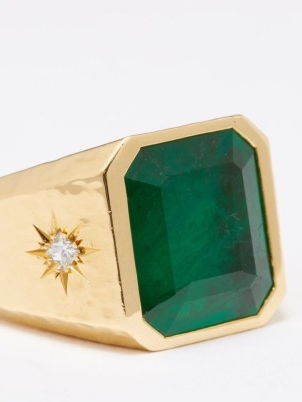 OCTAVIA ELIZABETH Ambition diamond, emerald & 18kt gold ring ~ women’s green stone rings ~ womens fine jewellery