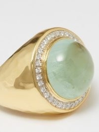 OCTAVIA ELIZABETH Blossom diamond, beryl & 18kt gold ring ~ womens luxe green stone statement rings ~ women’s fine jewellery