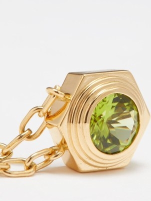 HARWELL GODFREY Hexagonal peridot & 18kt gold necklace / green stone pendant necklaces / luxe pendants / womens fine jewellery - flipped