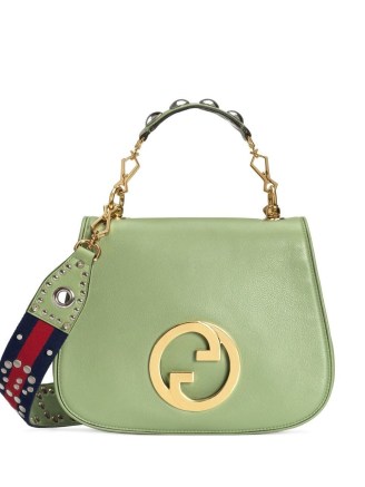 Gucci Gucci Blondie top handle bag in pistachio green | luxe handbags | studded bags - flipped