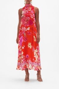 CAMILLA High Neck Dress With Back Neck Tie in Secret Garden / floral occasion maxi dresses