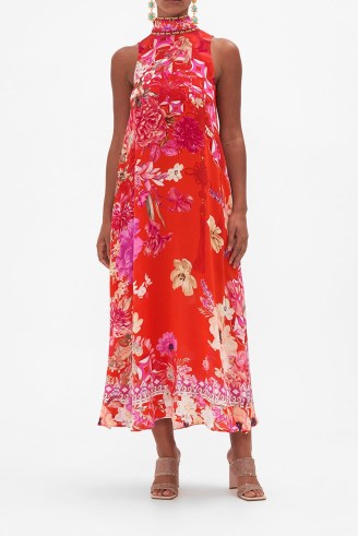 CAMILLA High Neck Dress With Back Neck Tie in Secret Garden / floral occasion maxi dresses