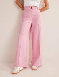 Boden High Rise Wide Leg Trousers in PInk