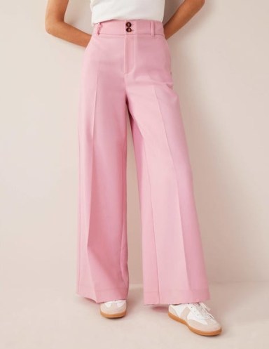 Boden High Rise Wide Leg Trousers in PInk - flipped