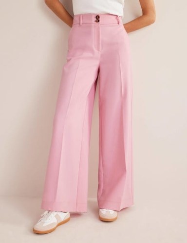 Boden High Rise Wide Leg Trousers in PInk