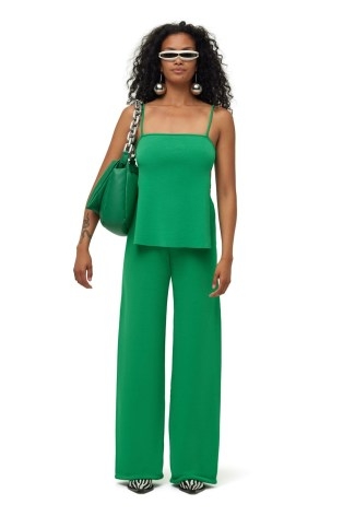 SIMON MILLER JABBER PANT in GRASS GREEN ~ womens wide leg knitted trousers ~ chic casual fashion - flipped