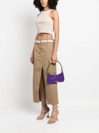 Jacquemus Le Bisou Mousqueton shoulder bag in purple | 90s inspired leather handbags | 1990s style baguette bags