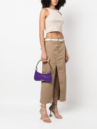 Jacquemus Le Bisou Mousqueton shoulder bag in purple | 90s inspired leather handbags | 1990s style baguette bags - flipped