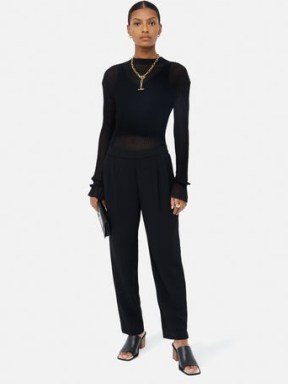JIGSAW Grosgrain Trim Crepe Jogger in Black – womens smart sportswear inspired trousers – chic wardrobe essentials